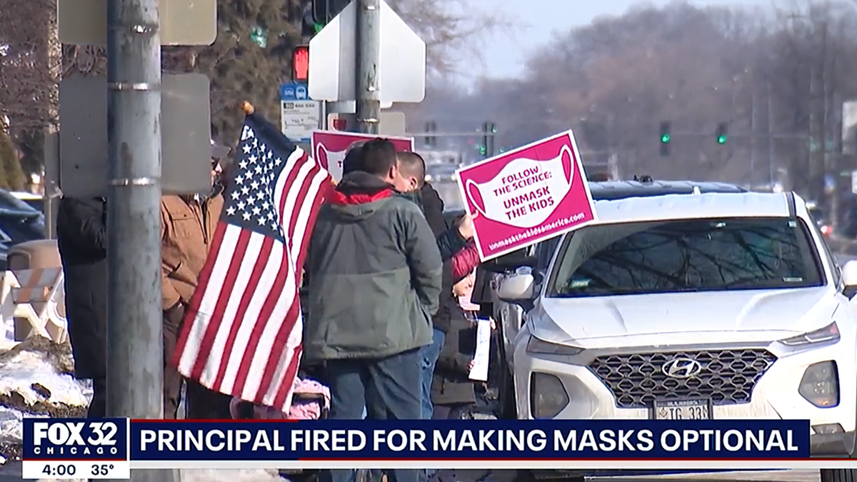 Parents and students rally in support of principal who was place on leave for making masks optional.