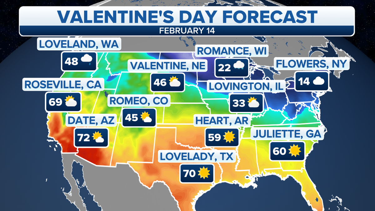 The national forecast for Monday, Feb. 14.