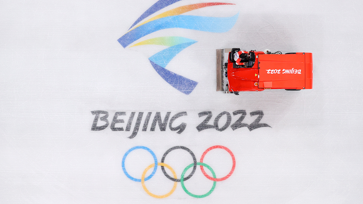 Ice cleaning machines prepare the surface at the Capital Indoor Stadium on Jan. 27, 2022, in Beijing, China. 