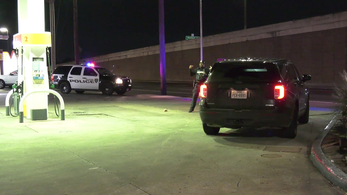 Houston police officers responded to a gas station Tuesday night where they encountered a 9-year-old girl who had been shot in the head moments earlier while with her family inside a vehicle, authorities said. 