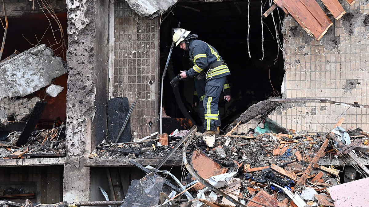 Damaged building in Kyiv