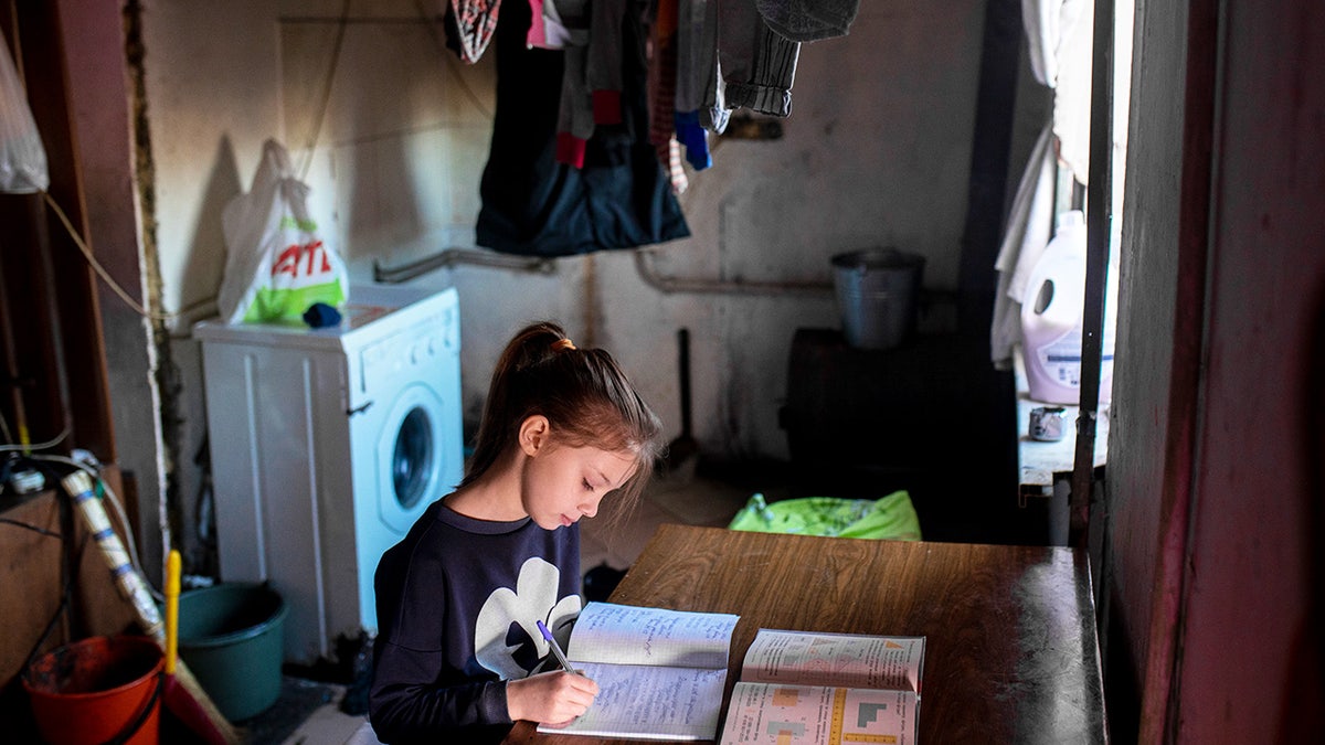 Ukraine child studying