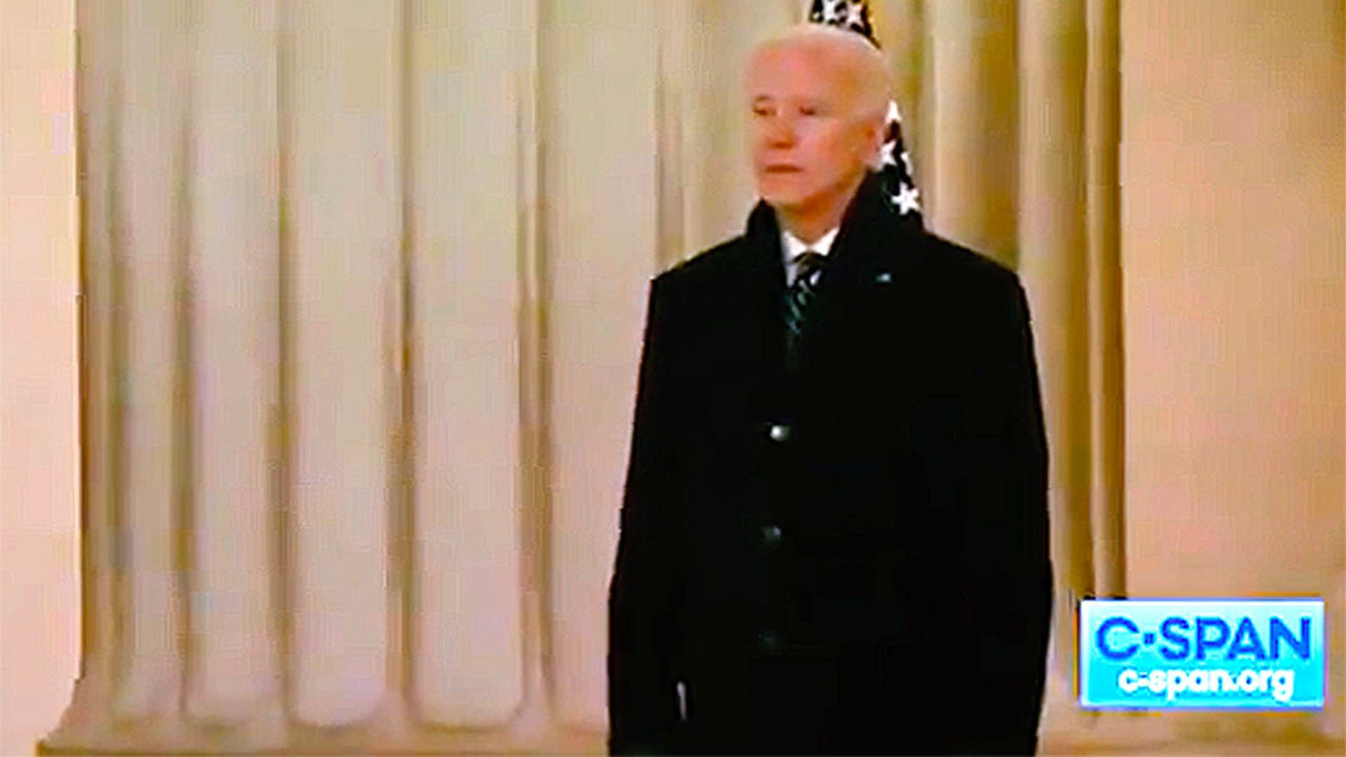 President Joe Biden is seen maskless in this CSPAN footage.