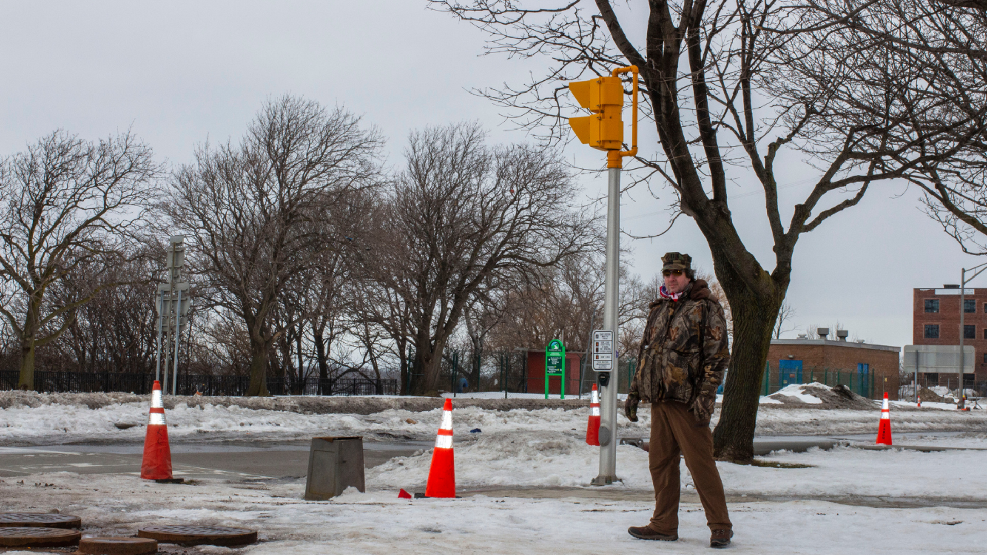 Protesters gather at the Buffalo Peace Bridge near the U.S and Canada border.