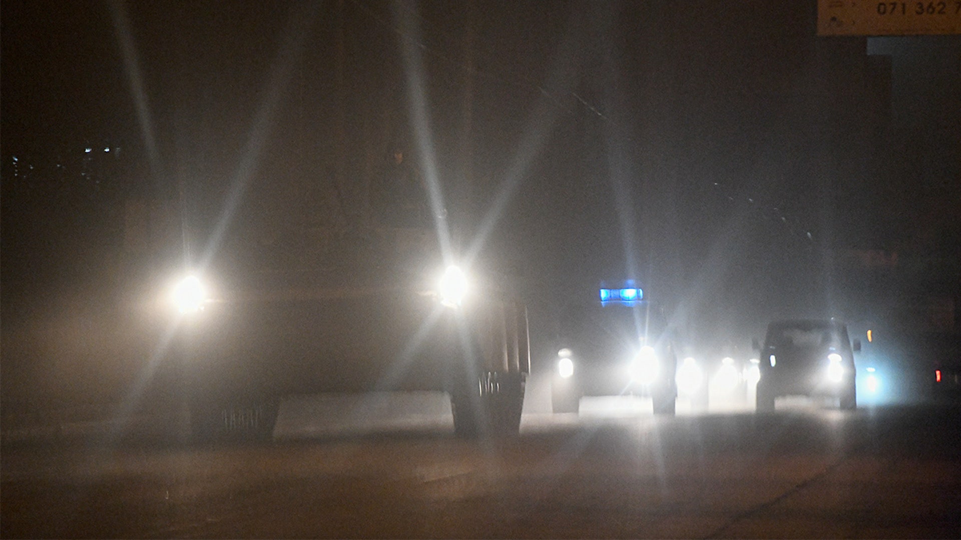 Russian military tanks and armored vehicles advance in Donetsk, Ukraine on February 24, 2022.