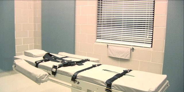 The execution chamber at the Arizona State Prison Complex- Florence - HU9 is shown in the screen grab from a video provided by the Arizona Department of Corrections.
