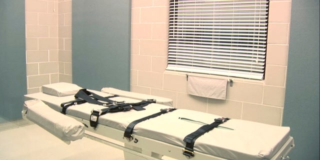 The execution chamber at the Arizona State Prison Complex- Florence - HU9 is shown in the screen grab from a video provided by the Arizona Department of Corrections.