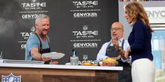 Andrew Zimmern (middle) told FOX News Edge that he got involved with the annual Taste of the NFL benefit event through his work with the 501(c)(3) nonprofit GENYOUth, who partnered with Taste of the NFL for this year's Super Bowl. in Los Angeles.