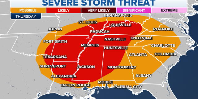 Southeastern severe storm threat
