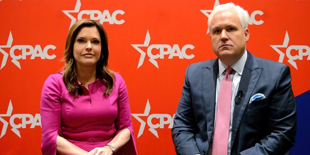 Matt and Mercedes Schlapp at CPAC's private green room backstage at The Rosen Shingle Creek in Orlando, Florida. 