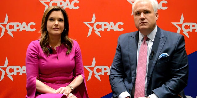 Matt and Mercedes Schlapp at CPAC's private green room backstage at The Rosen Shingle Creek in Orlando, Florida. 