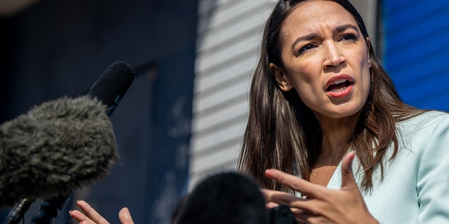 Rep. Alexandria Ocasio-Cortez speaks during a news conference at the 'Get Out the Vote' rally on February 12, 2022 in San Antonio, Texas. (Photo by Brandon Bell/Getty Images)