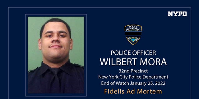 In an undated photo provided by the New York City Police Department, NYPD Officer Wilbert Mora, who was involved in a police shooting, Jan. 21, 2022, in New York City, is shown.