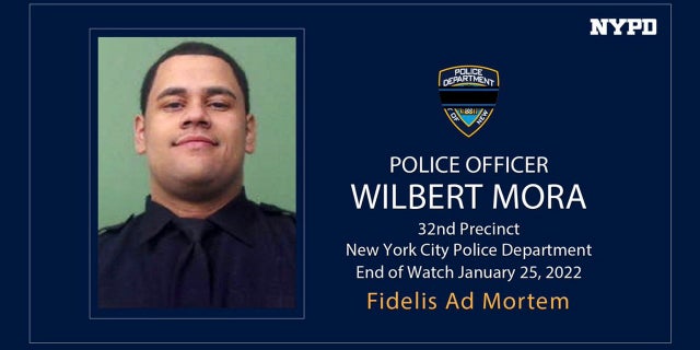 In an undated photo provided by the New York City Police Department, NYPD Officer Wilbert Mora, who was involved in a police shooting, Jan. 21, 2022, in New York City, is shown.