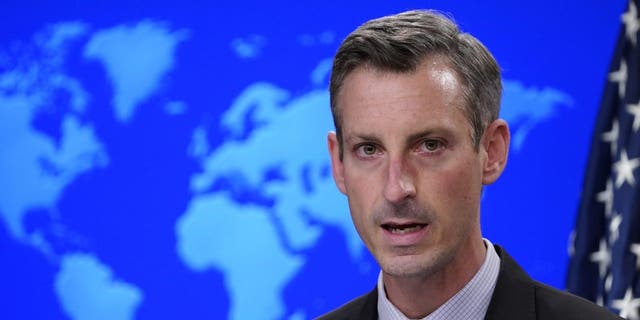 State Department spokesman Ned Price speaks during a briefing at the State Department in Washington, Tuesday, Feb. 1, 2022. (AP Photo/Susan Walsh, Pool)
