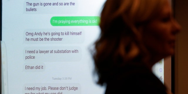 Texts are shown from Jennifer Crumbley, mother of Ethan Crumbley, a teenager accused of killing four students in a shooting at Oxford High School.