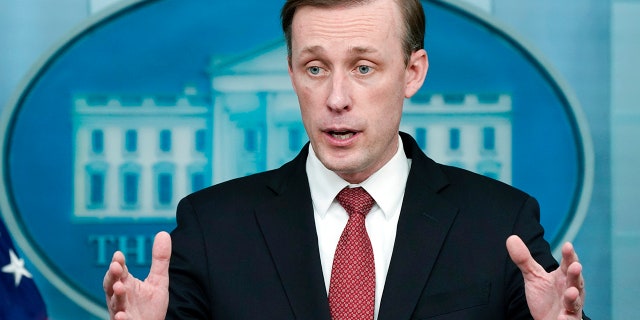 White House national security adviser Jake Sullivan gives an update about Ukraine during a press briefing at the White House, Friday, Feb. 11, 2022, in Washington.