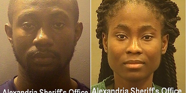 This photo provided by Alexandria Sheriff's Office, shows from left Richard Broni and Linda Mbimadong. 