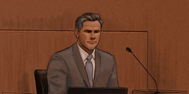 This courtroom sketch shows former Minneapolis Police Officer Thomas Lane during his trial in the killing of George Floyd in federal court in St. Paul, Minn., on Monday, Feb. 21, 2022. 