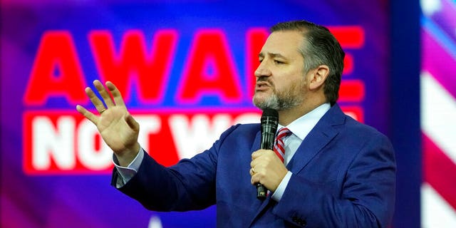Sen.  Ted Cruz, R-Texas, quinta-feira, fevereiro.  24, 2022, fala na Conferência de Ação Política Conservadora (CPAC) em Orlando, Flórida.  Cruz fará campanha para o candidato ao Senado de Ohio, Josh Mandel, antes das primárias do Partido Republicano.