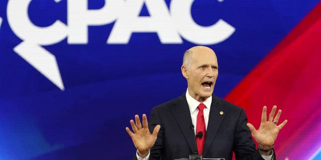 Sen. Rick Scott, R-Fla., speaks at the Conservative Political Action Conference (CPAC) Saturday, Feb. 26, 2022, in Orlando, Florida. (WHD Photo/John Raoux)