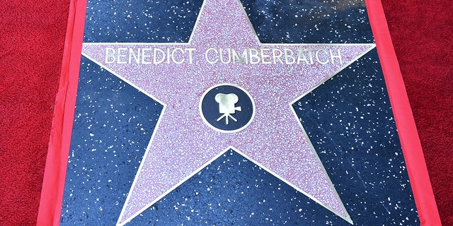 Benedict Cumberbatch's new star is seen after a ceremony honoring him on the Hollywood Walk of Fame, Monday, Feb. 28, 2022, in Los Angeles. 