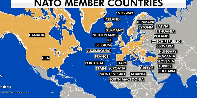 The map shows NATO member countries