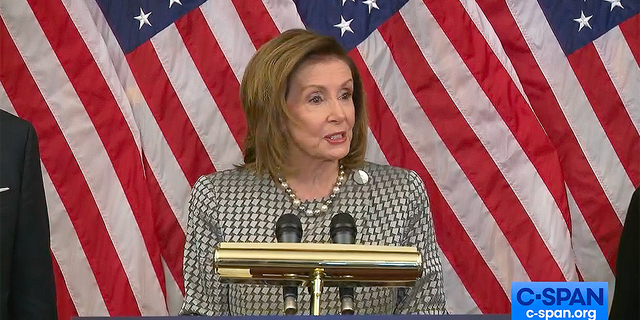 House Speaker Nancy Pelosi, D-Calif., speaks at an event to celebrate the America COMPETES Act at the Capitol on Feb. 4, 2022.