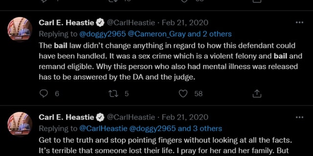 Heastie tweets about bail reform. (Twitter screenshot)