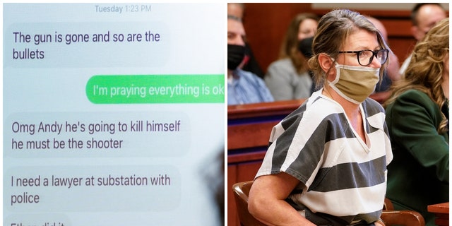 Texts are shown from Jennifer Crumbley, mother of Ethan Crumbley, a teenager accused of killing four students in a shooting at Oxford High School, to a co-worker.