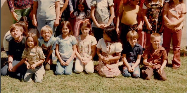 Many of survivors of the Chowchilla kidnapping gather at the Ed Ray Day celebration on August 22, 1976. Ray, the school bus driver, is pictured back row center.