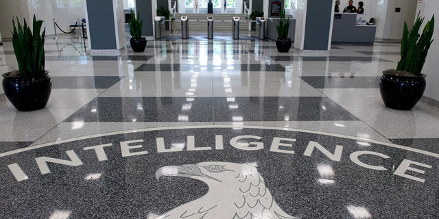 The Central Intelligence Agency seal is displayed in the lobby of CIA Headquarters in Langley, Virginia. (Photo by SAUL LOEB/AFP via Getty Images)