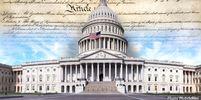 A combination of both the Constitution and Capitol Building in a photo illustration