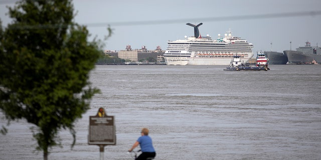 FILE PHOTO: The Carnival Valor cruise ship, which is housing crew members only, is docked in its home port of New Orleans, Louisiana, U.S., amid the outbreak of COVID-19. 