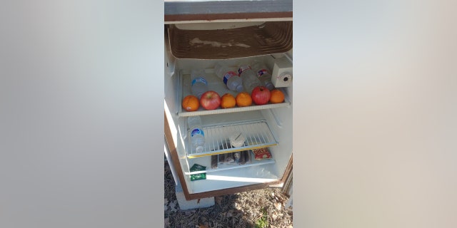 Burns explained that he took the roll cake out of this refrigerator he found on the side of a country road. 