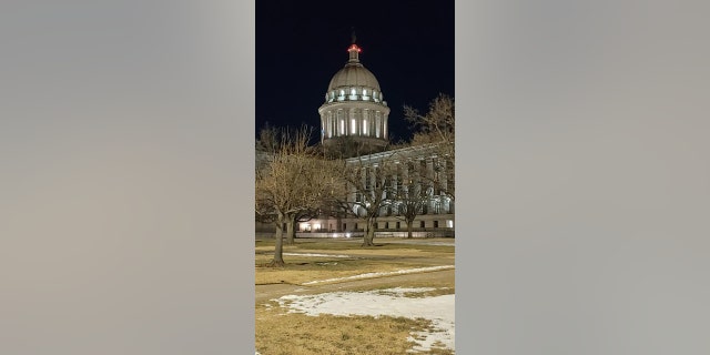 The Oklahoma Statehouse is pictured. Barnes has visited 26 state capitals so far on his journey. 