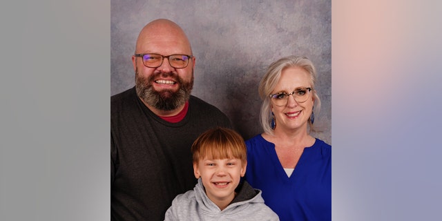 Jahraus told Fox News Digital that he, his wife (right) and their five children hosted Sashko in their home for a month, from December to January, as part of a pre-adoption program. 