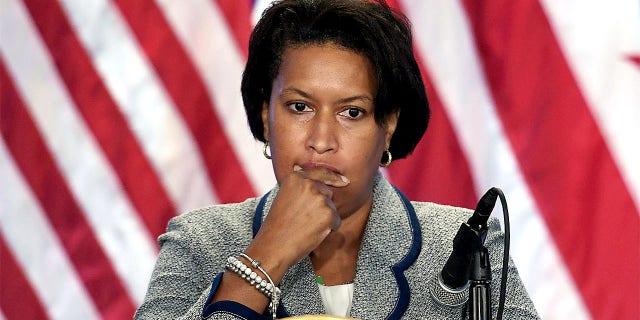 D.C. Mayor Muriel Browser listens during a public safety briefing at the Marion S. Barry, Jr., Building in Washington, D.C., on July 28, 2021.