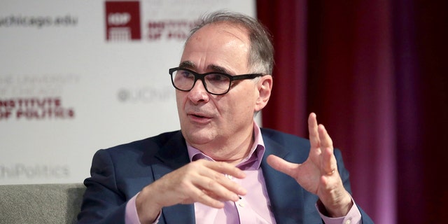 David Axelrod questions Democratic presidential candidate Pete Buttigieg during an event at the University of Chicago on Oct. 18, 2019.