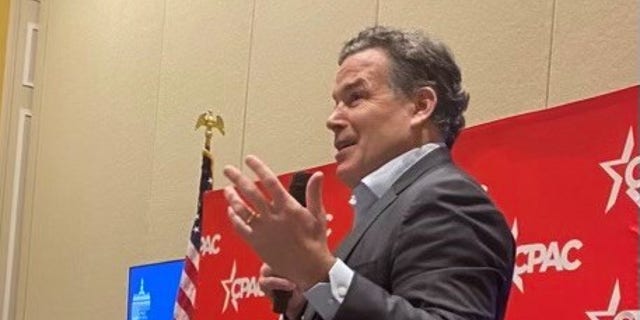Pennsylvania GOP Senate candidate David McCormick speaks at a luncheon at the Conservative Political Action Conference (CPAC) in Orlando, Florida, on Feb. 24, 2022.