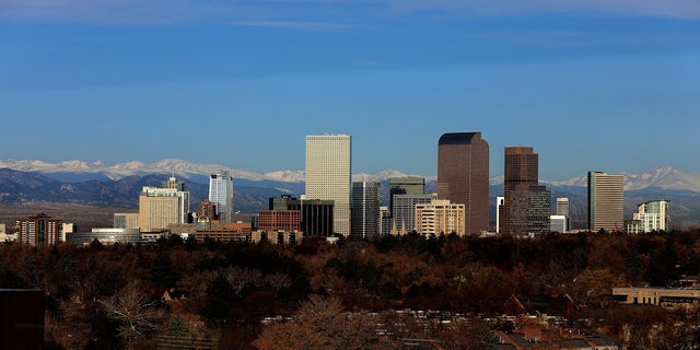 The downtown Denver skyline, photographed from the Jacquard Hotel rooftop in Denver, Colorado on Nov. 15, 2018.  