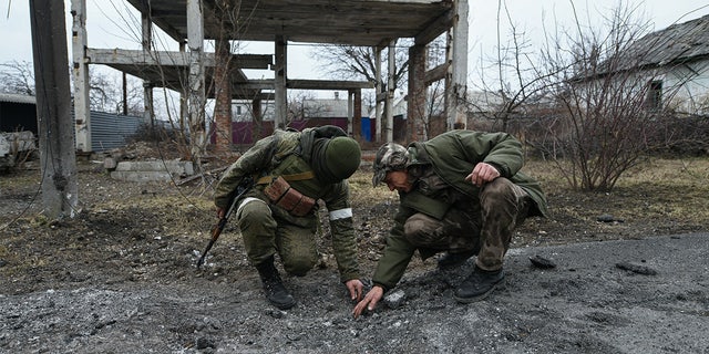 A view of damage due to armed conflict between Russia, Ukraine in Donetsk region under the control of pro-Russian separatists, eastern Ukraine on February 28, 2022.