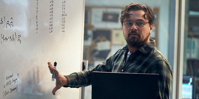 This image released by Netflix shows Leonardo DiCaprio in "Don't Look Up." 