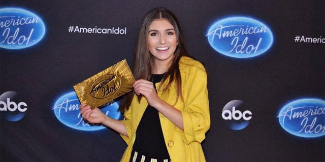 Franki Moscato of Wisconsin with a "golden ticket" during her run in 2019 on 'American Idol.' Today, the nonprofit foundation she started provides financial support to schools and youth-support organizations so that they can access resources and education about mental health issues.