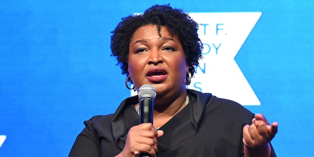 Stacey Abrams will be speaking on stage at the 2021 Robert F. Kennedy Human Rights Ripple of Hope Awards Gala in New York City on December 9, 2021.