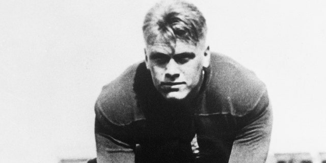 Future president Gerald Ford, pictured during his time at the University of Michigan as the center of the Wolverines football team.