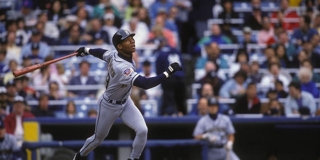 Gerald Williams # 29 of the Milwaukee Brewers bats during a baseball game against the New York Yankees on June 1, 1997 at Yankee Stadium in New York, New York. 