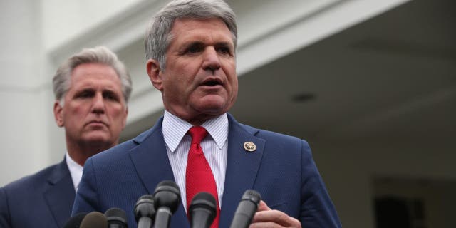 WASHINGTON, DC - OCTOBER 16:  U.S. House Minority Leader Rep. Kevin McCarthy (R-CA) and Rep. Michael McCaul (R-TX) brief members of the media outside the West Wing of the White House after a meeting with President Donald Trump October 16, 2019 in Washington, DC.  (Photo by Alex Wong/Getty Images)