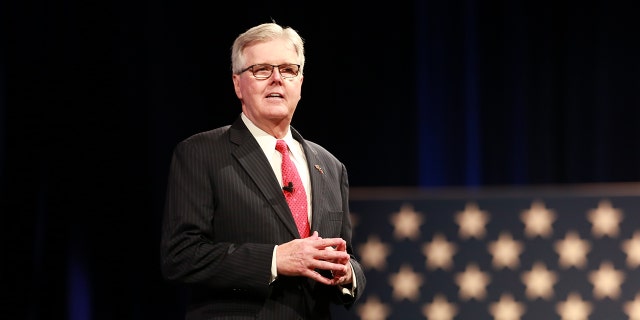 Dan Patrick, Texas' Lieutenant Governor, speaks during the Conservative Political Action Conference in Dallas, Texas, U.S., on Friday, July 9, 2021.  Photographer: Dylan Hollingsworth/Bloomberg via Getty Images