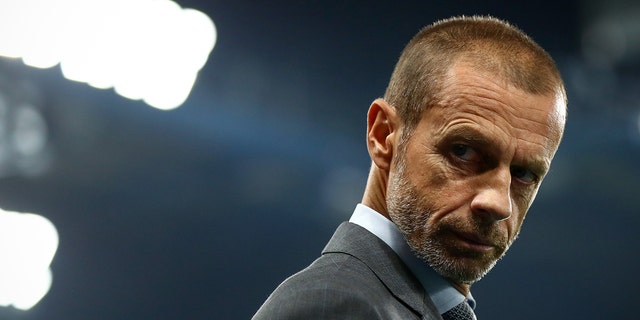 Aleksander Ceferin, president of UEFA, during the UEFA Champions League group H match between Chelsea FC and Zenit St. Petersburg at Stamford Bridge on Sept. 14, 2021, in London, United Kingdom. 